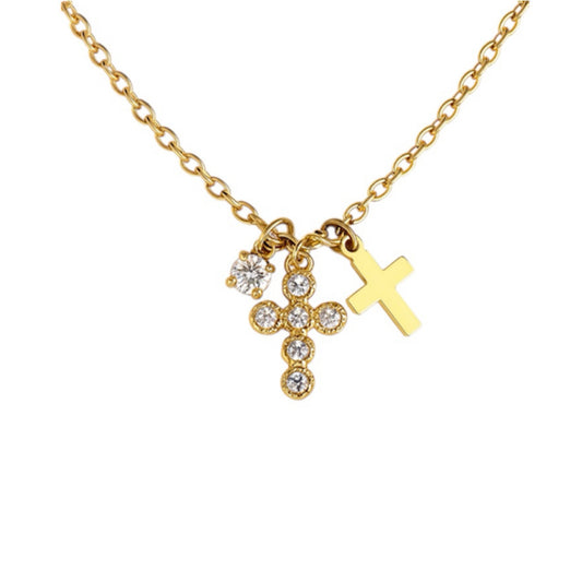 Multi cross necklace gold
