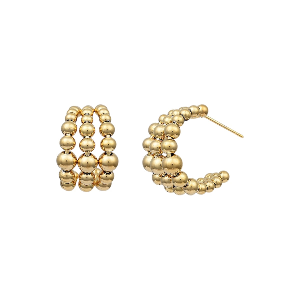 Bumpy c stud earrings gold