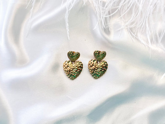 Textured heart stud earrings