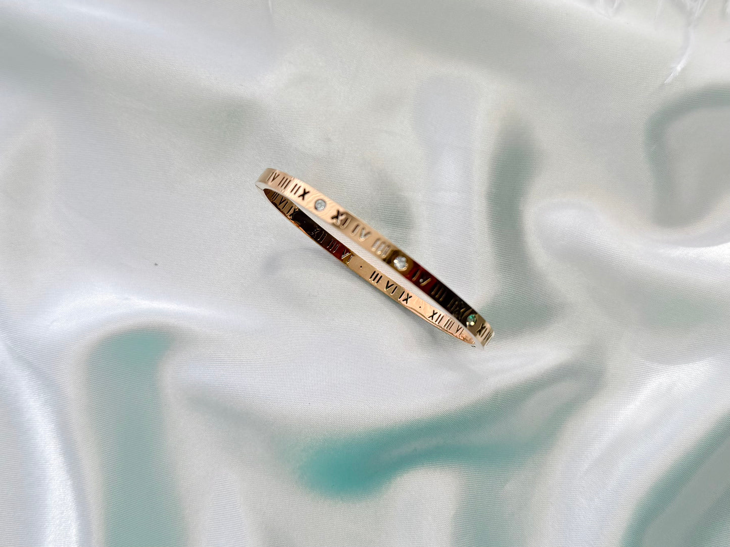 Roman numeral gold bangle