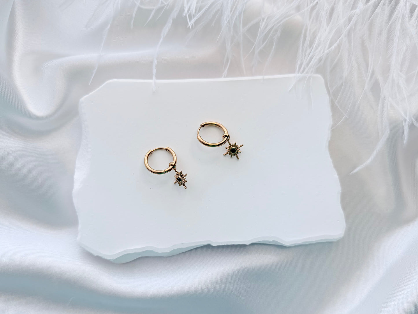 North star Green drop earrings