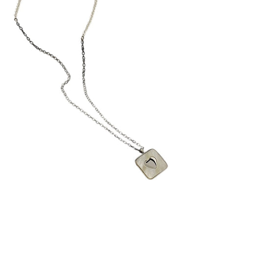 Square heart necklace silver