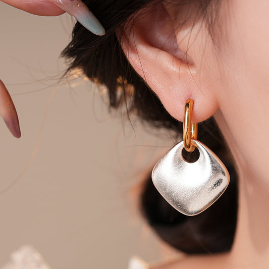 Shimmer disc drop hoop earrings