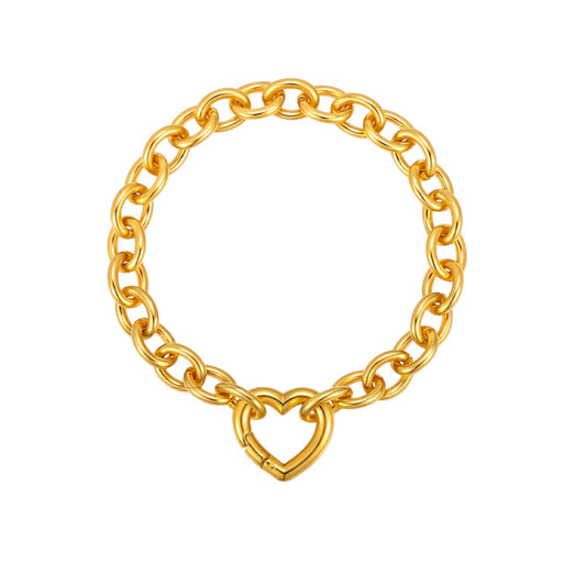 Heart paperclip bracelet gold