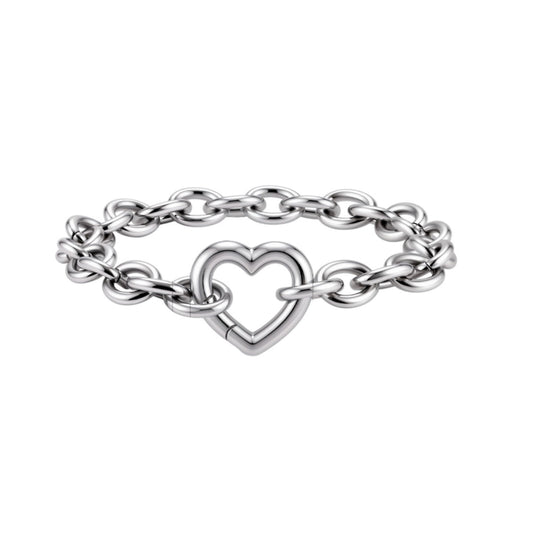 Heart paperclip bracelet silver