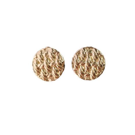 Woven disc stud earrings gold