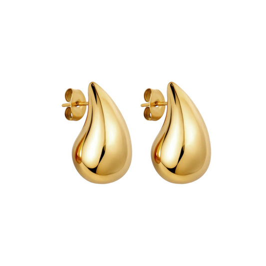 Large droplet earrings gold