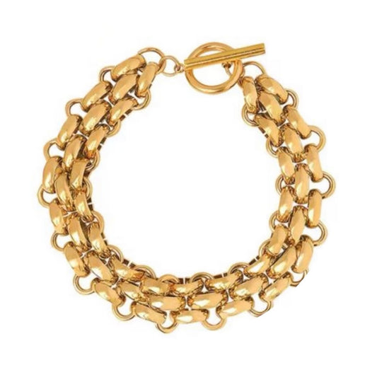 Netted fob bracelet gold