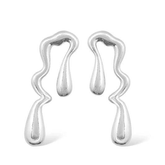 Liquid stud earrings silver