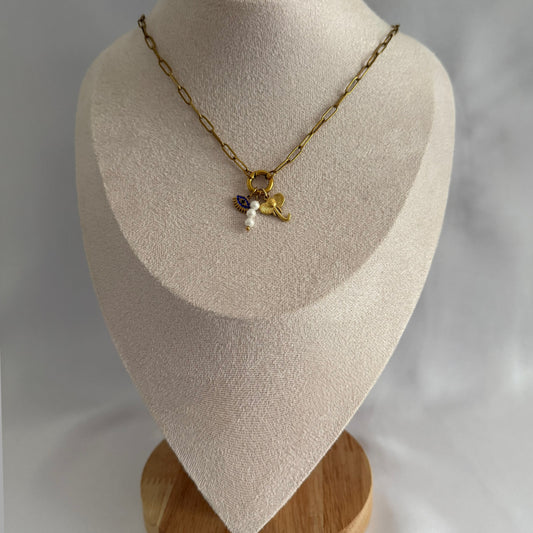 Elephant evil eye charm necklace