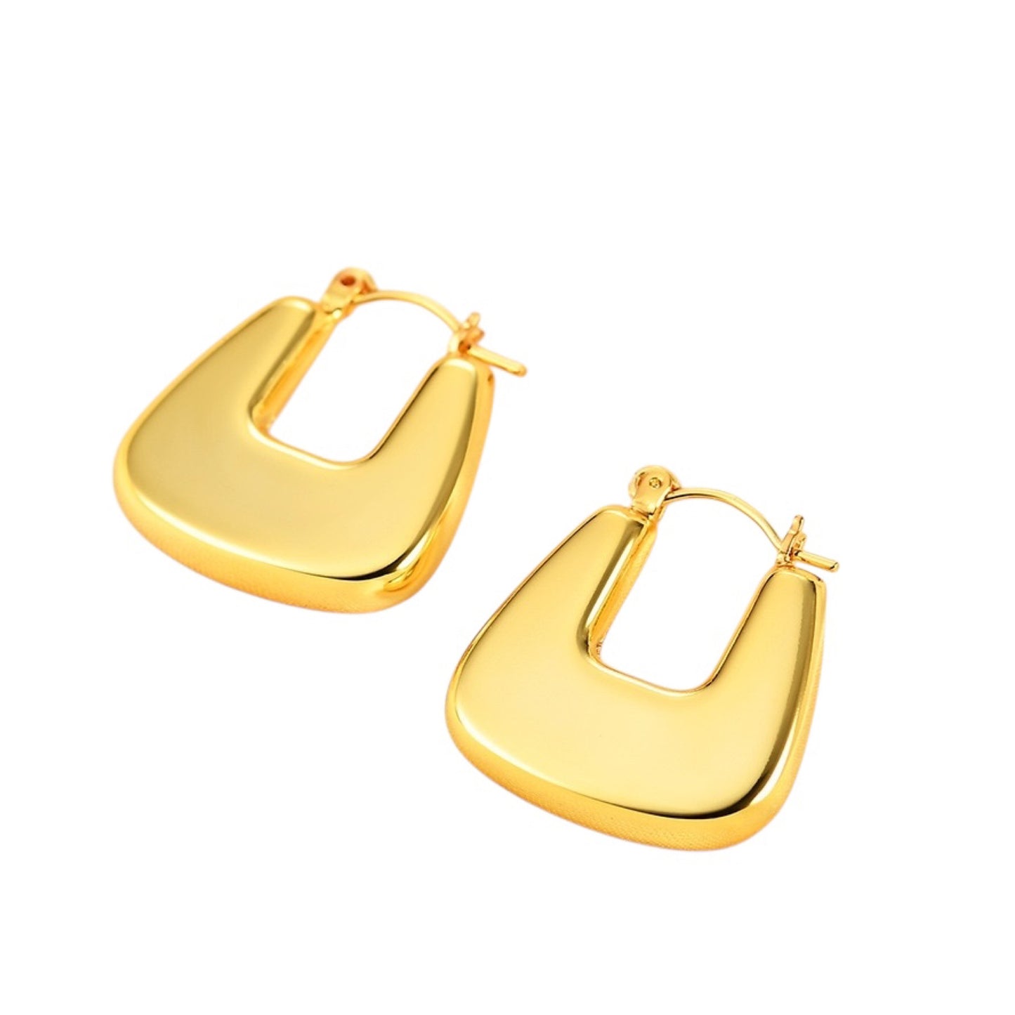 Extra chunky Square hoop earrings gold