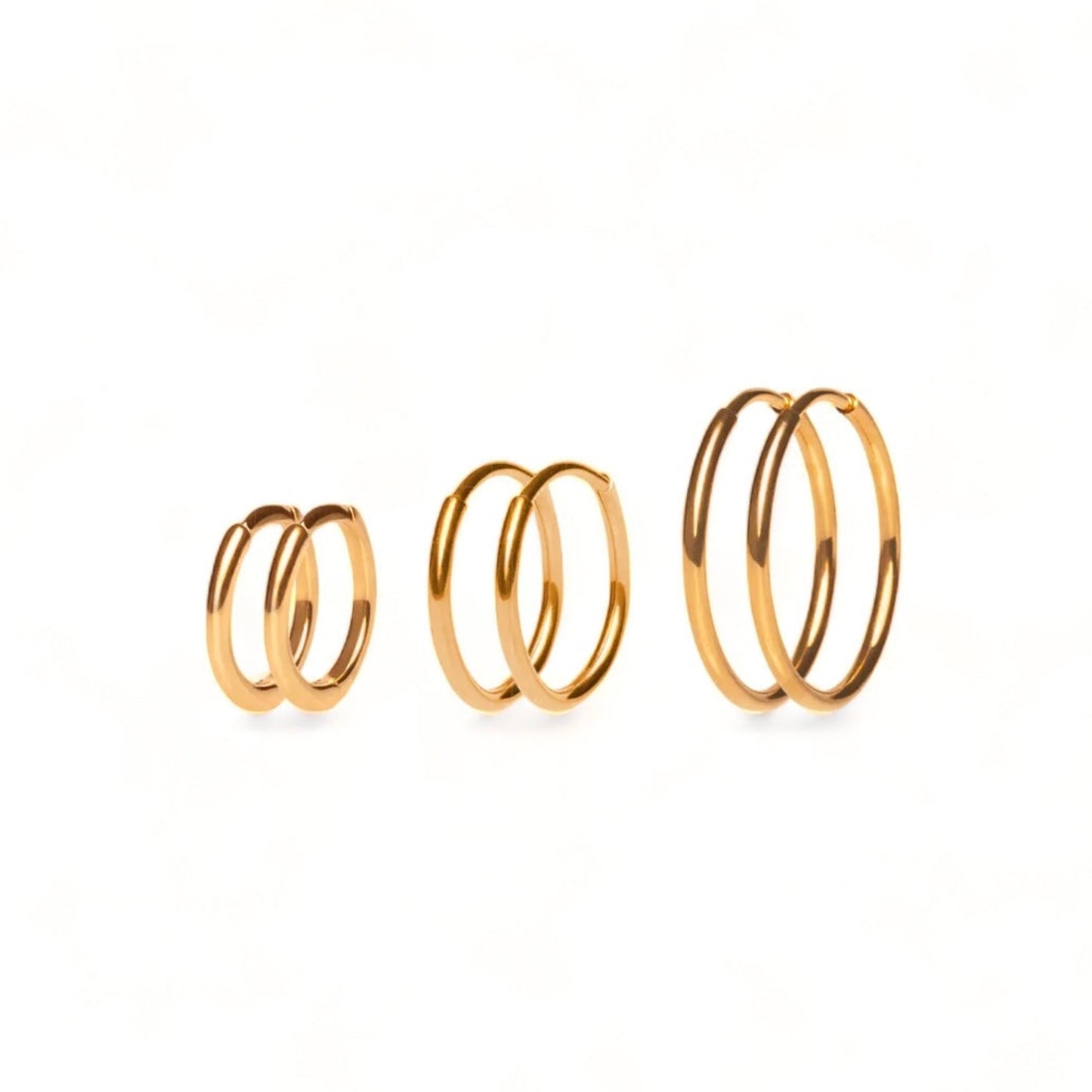 Huggie earrings various sizing gold