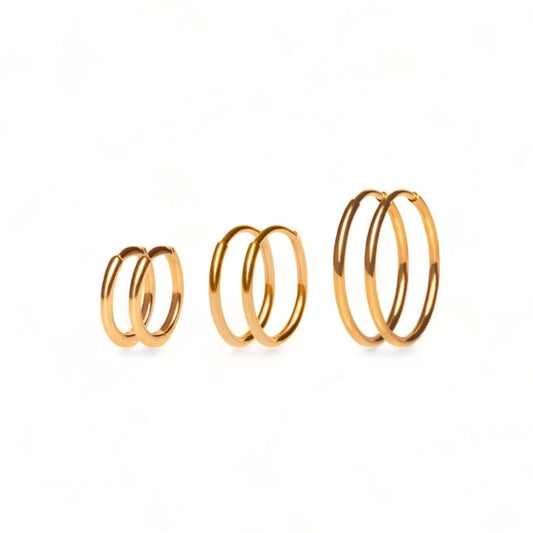 Huggie earrings various sizing gold