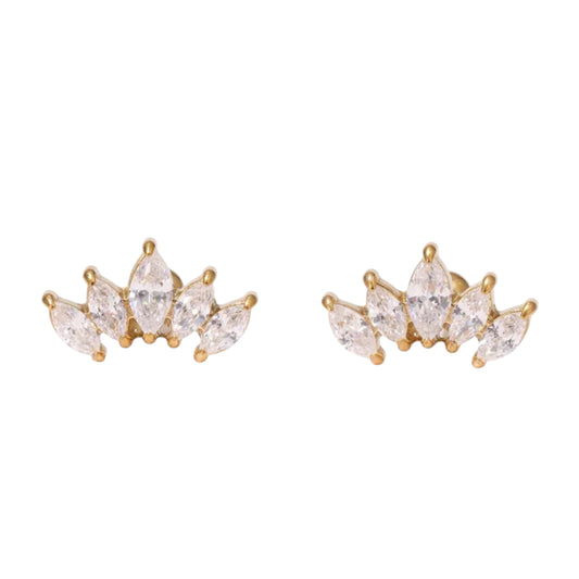 Princess stud earrings gold