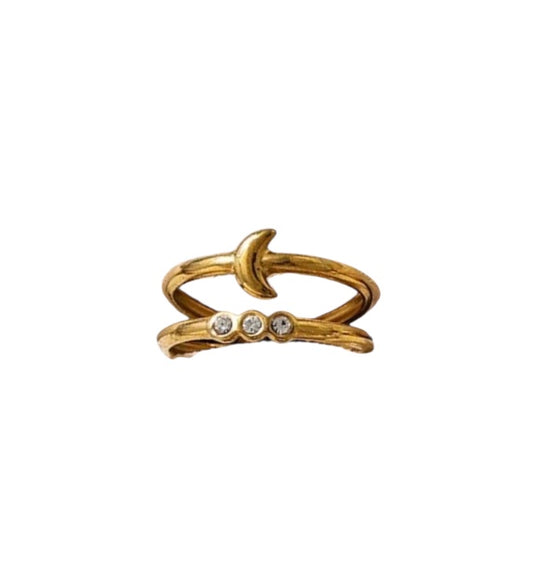 Triple stone moon ring