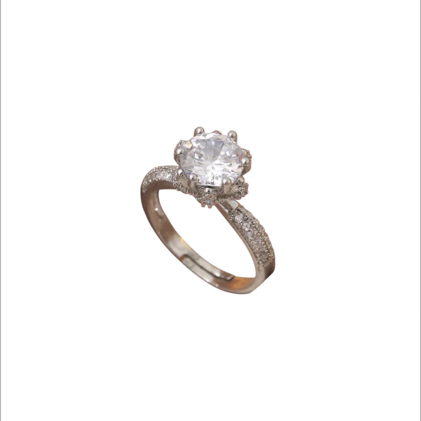 Chunky flower set ring silver
