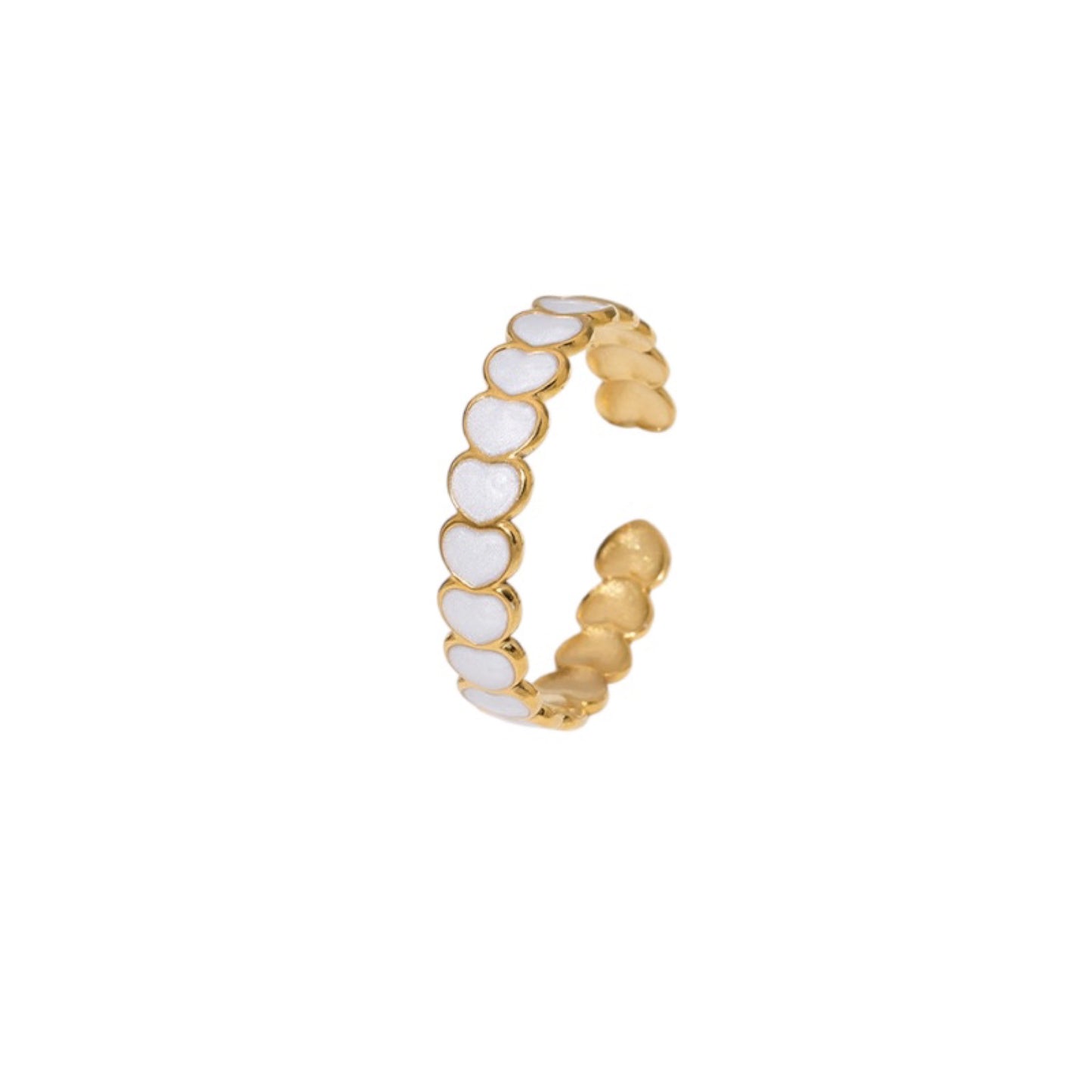 White multi hearts ring