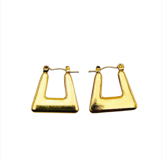 Flat Square hoop earrings gold
