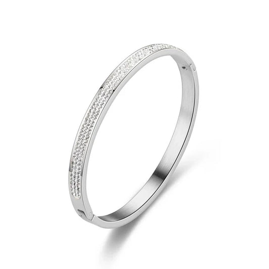 Mini diamonte covered Bangle silver