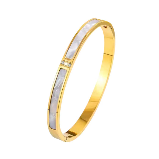 Clamshell gold bangle