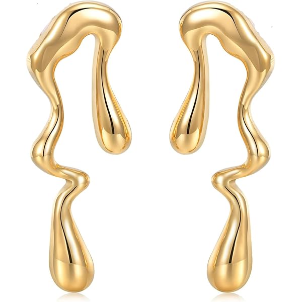 Liquid stud earrings gold