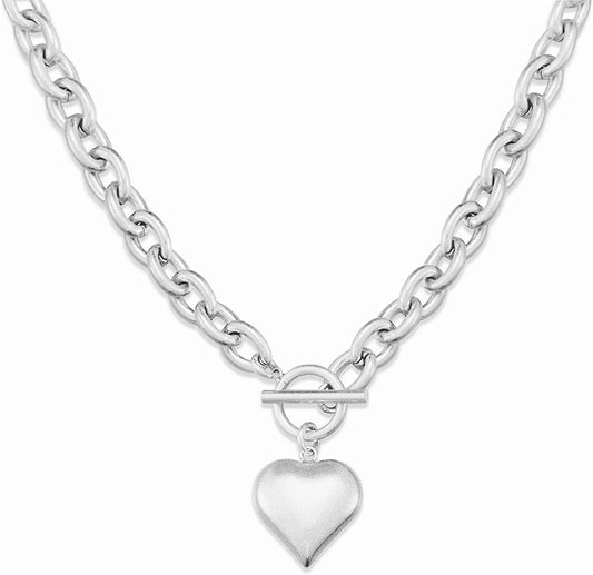 Heart fob necklace silver