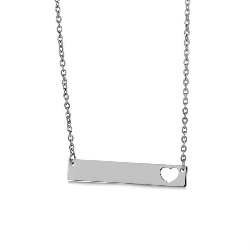 Heart bar necklace silver