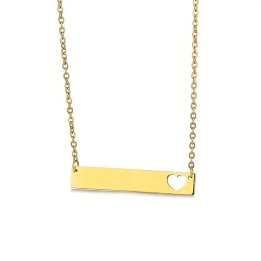 Heart bar necklace gold
