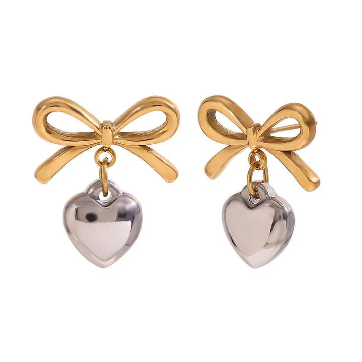 Bow love mixed metal earrings