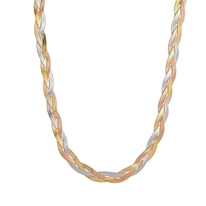 Plaited mixed metal necklace
