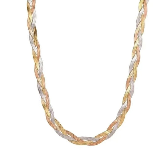 Plaited mixed metal necklace
