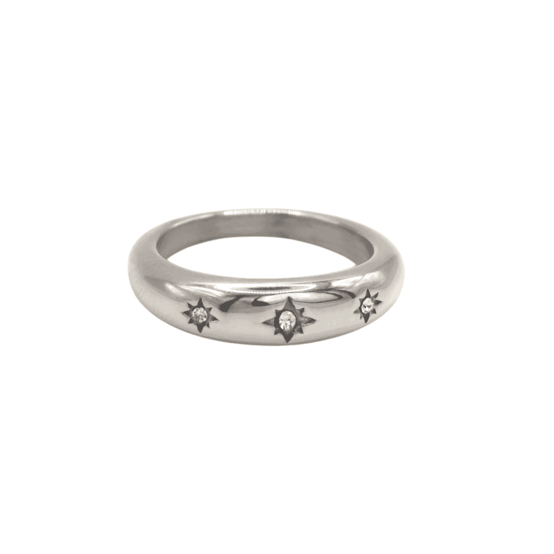 Star diamonte ring silver