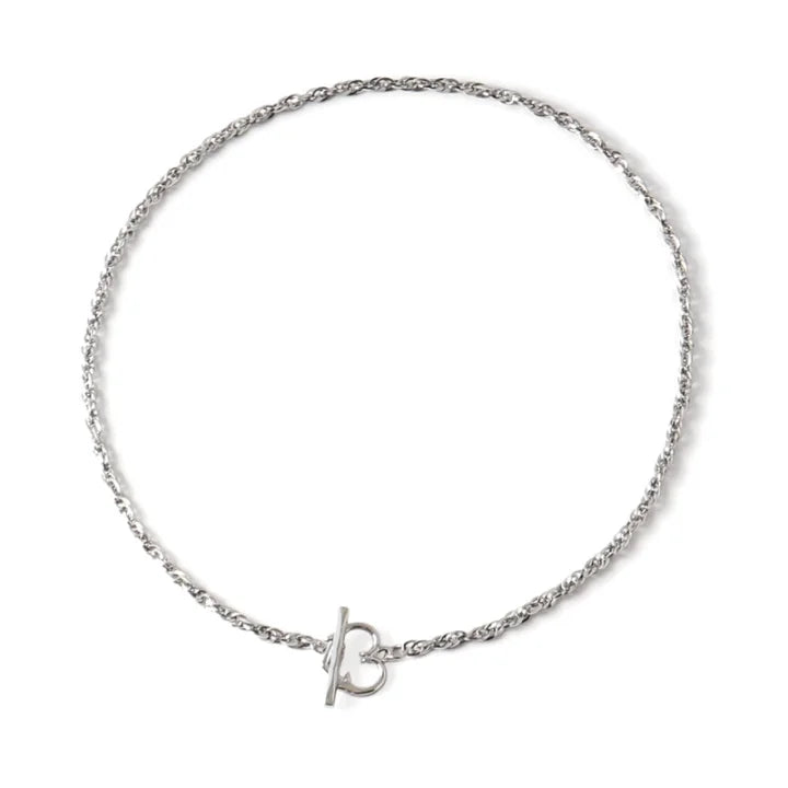 Twisted heart fob necklace silver