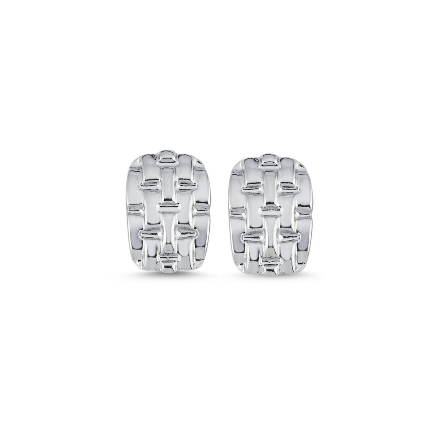 Woven rectangle earrings silver