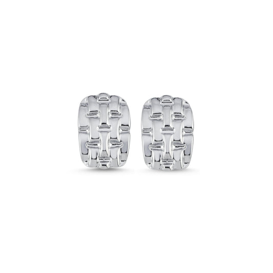 Woven rectangle earrings silver