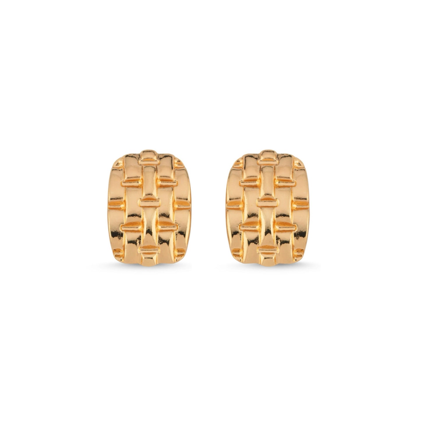 Woven rectangle earrings gold