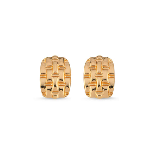 Woven rectangle earrings gold