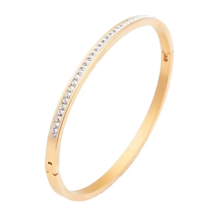 Thin diamond bangle gold