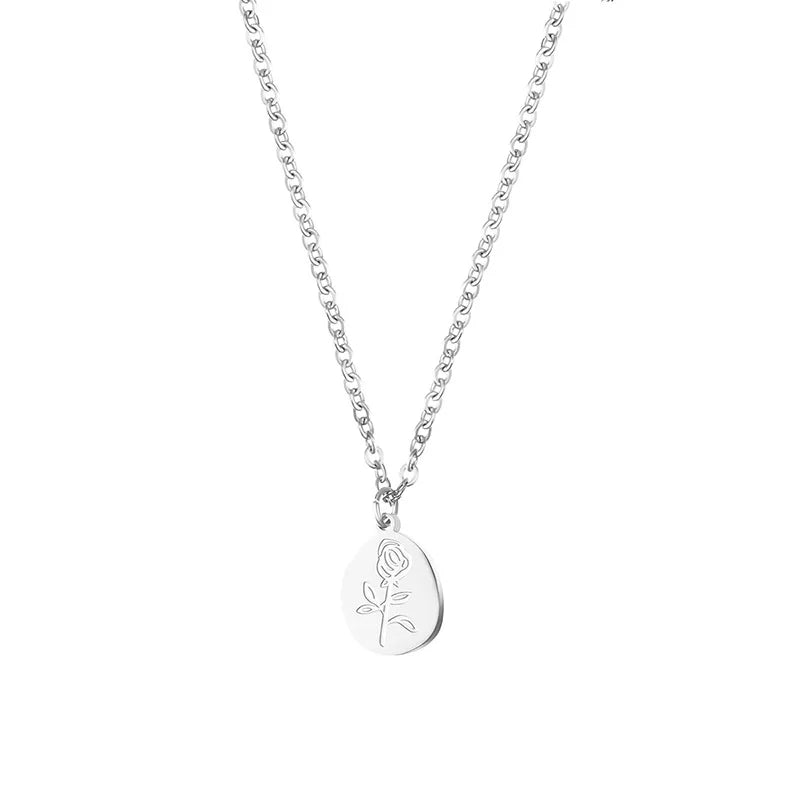 Rose pendant necklace silver