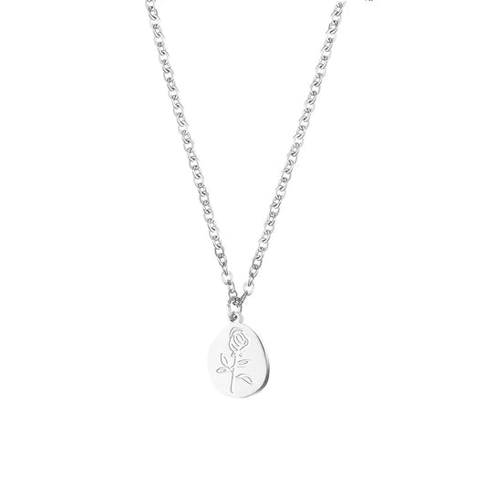 Rose pendant necklace silver