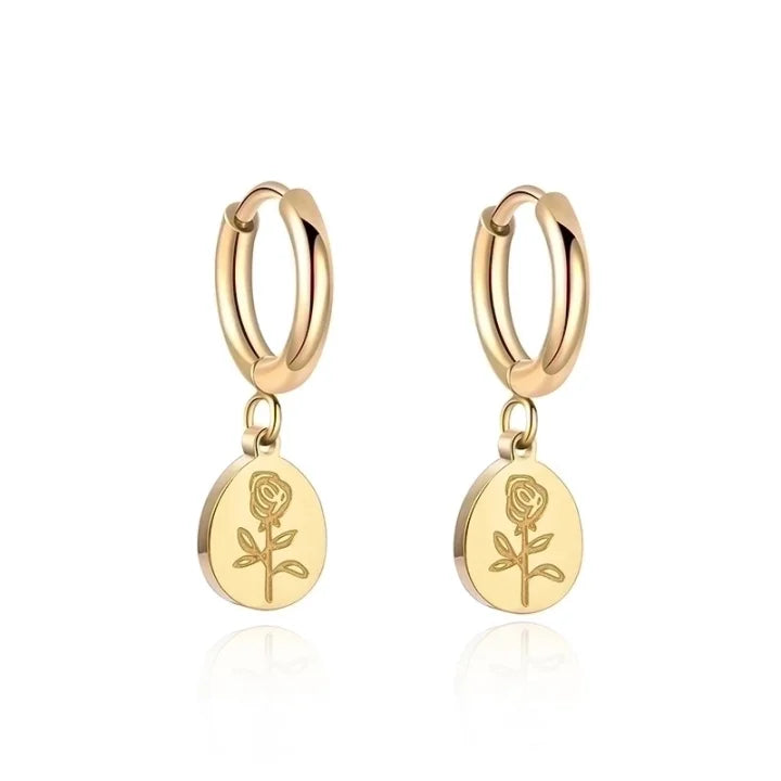 Rose pendant earrings