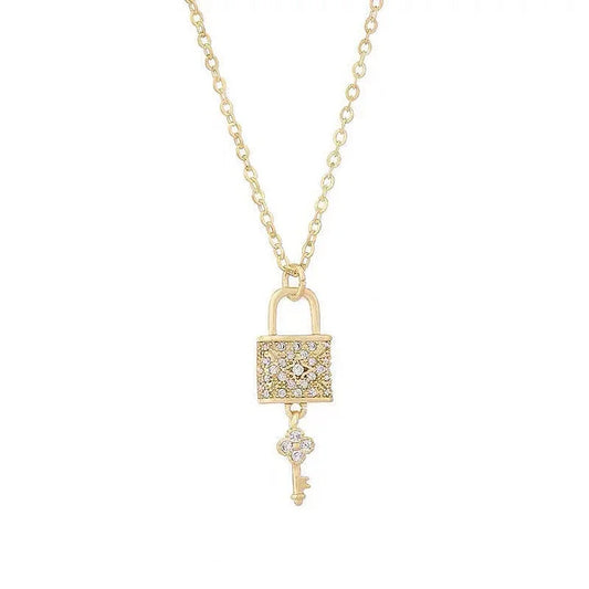 Padlock & key necklace gold