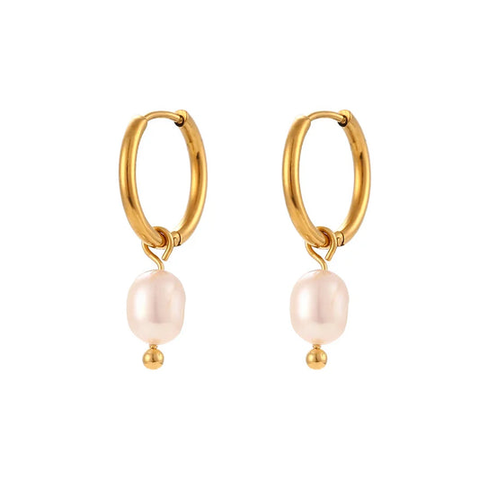 Pearl drop earrings gold
