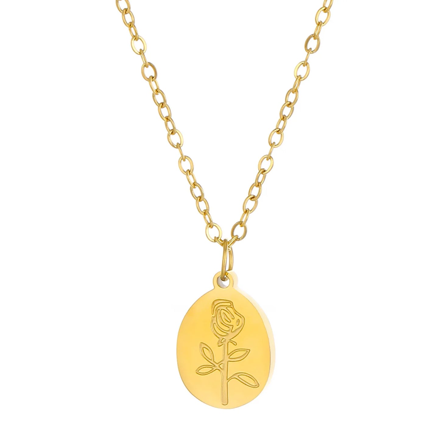 Rose pendant necklace gold