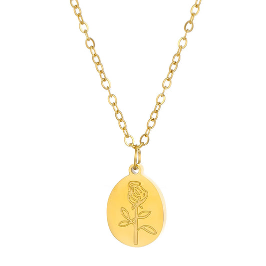 Rose pendant necklace gold