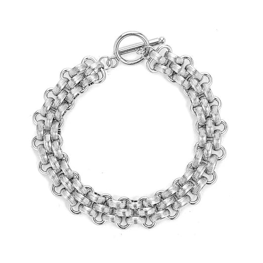 Netted fob bracelet silver