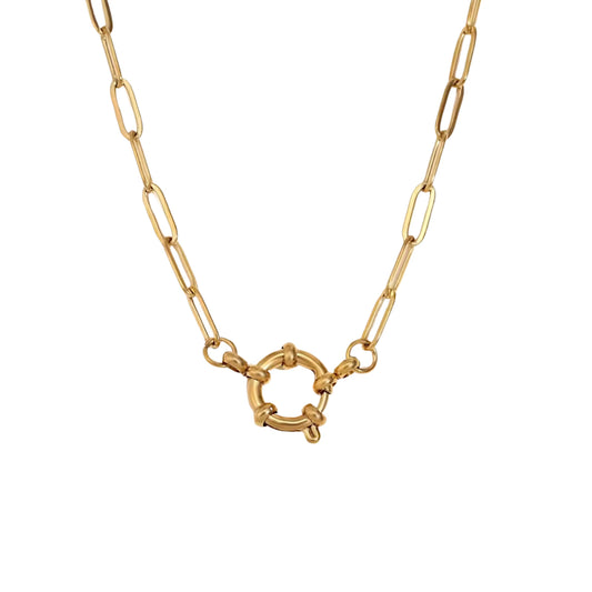 O ring  paperclip necklace gold