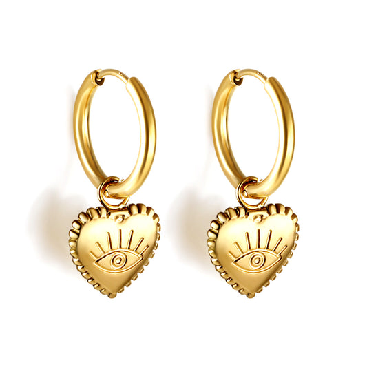 Eye Heart drop earrings
