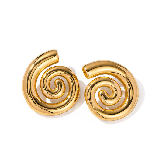 Spiral statement stud earrings Gold