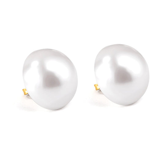 Half pearl large stud earrings
